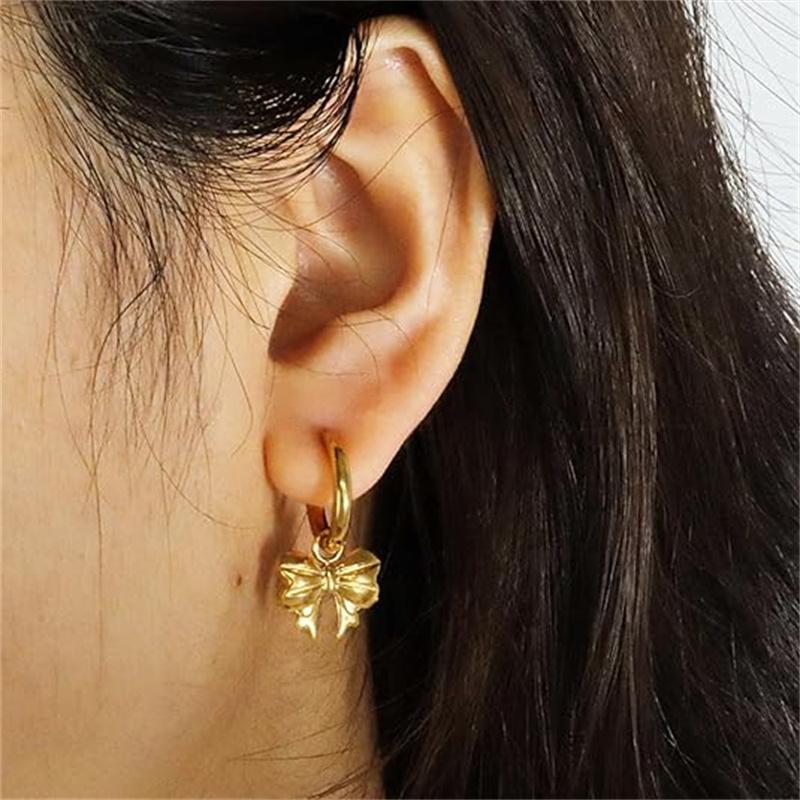 Golden Bow Statement Earrings Trendsetting  Stud Ear Accessories