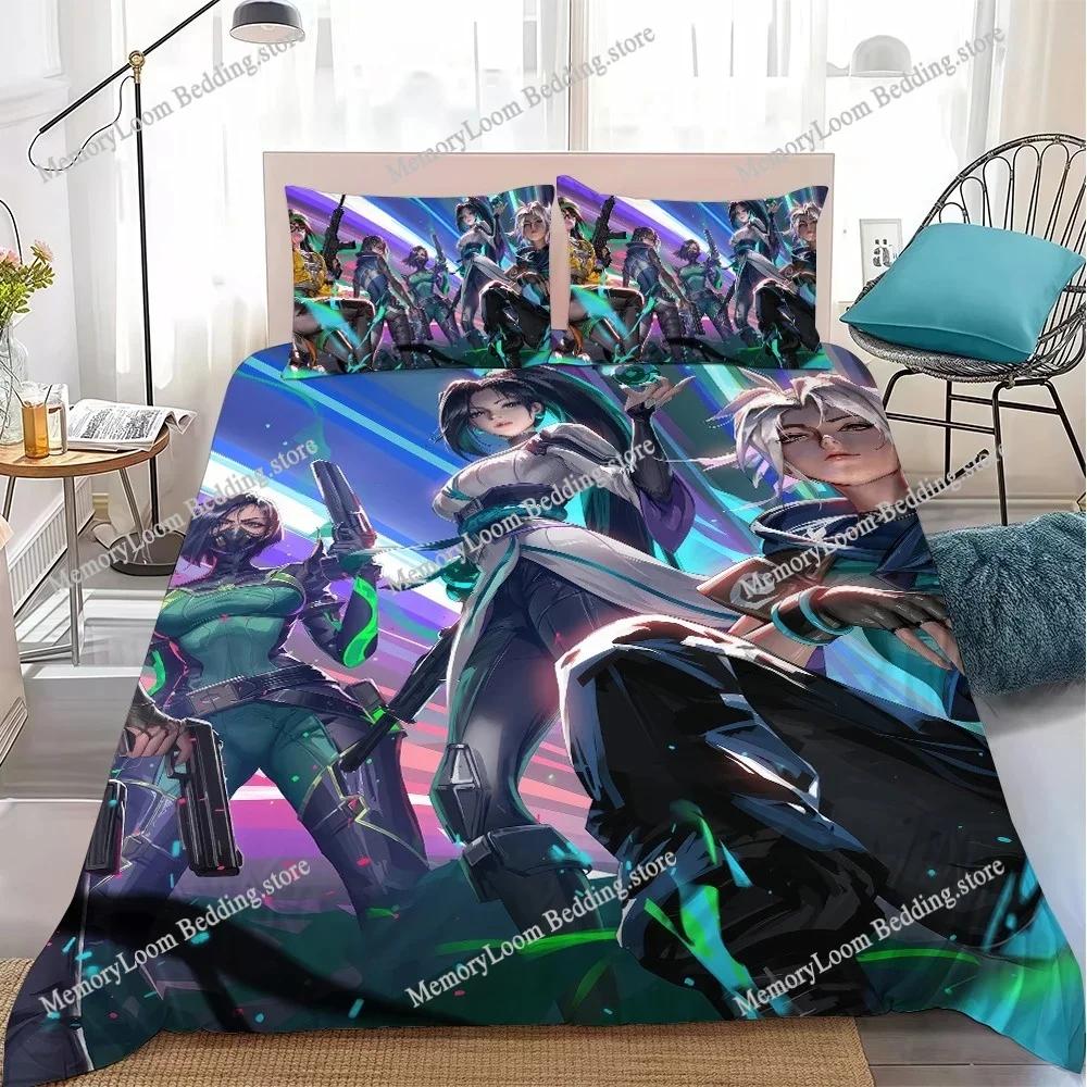 Game Duvet Cover Set Home Style Bedding Soft Laundry Cotton Bed V-Valorant-Cool Four Seasons Student Dormitory Home Textile