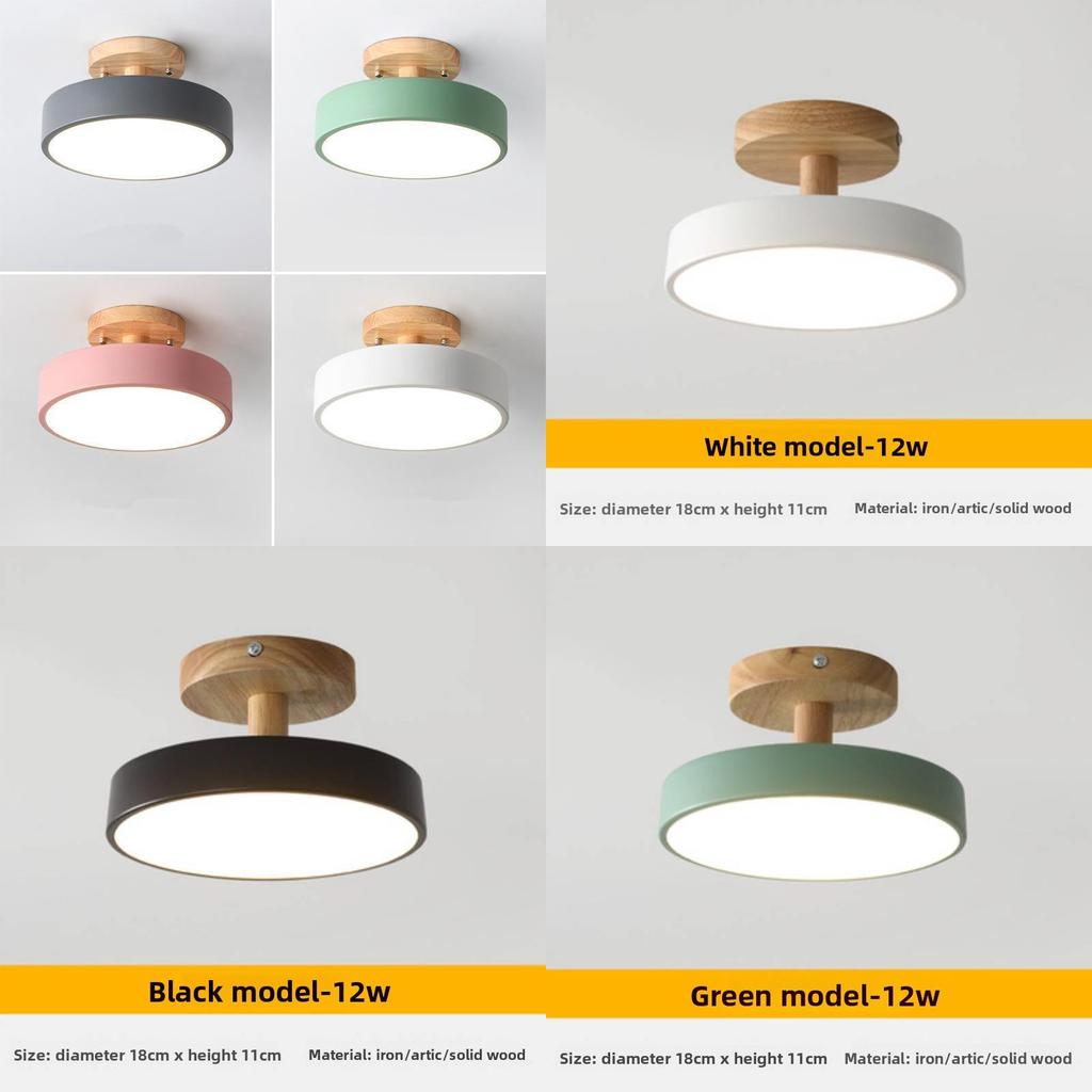 Minimalistische nordische LED-Deckenleuchte mit Holzkörper für die Beleuchtung von Hausfluren
