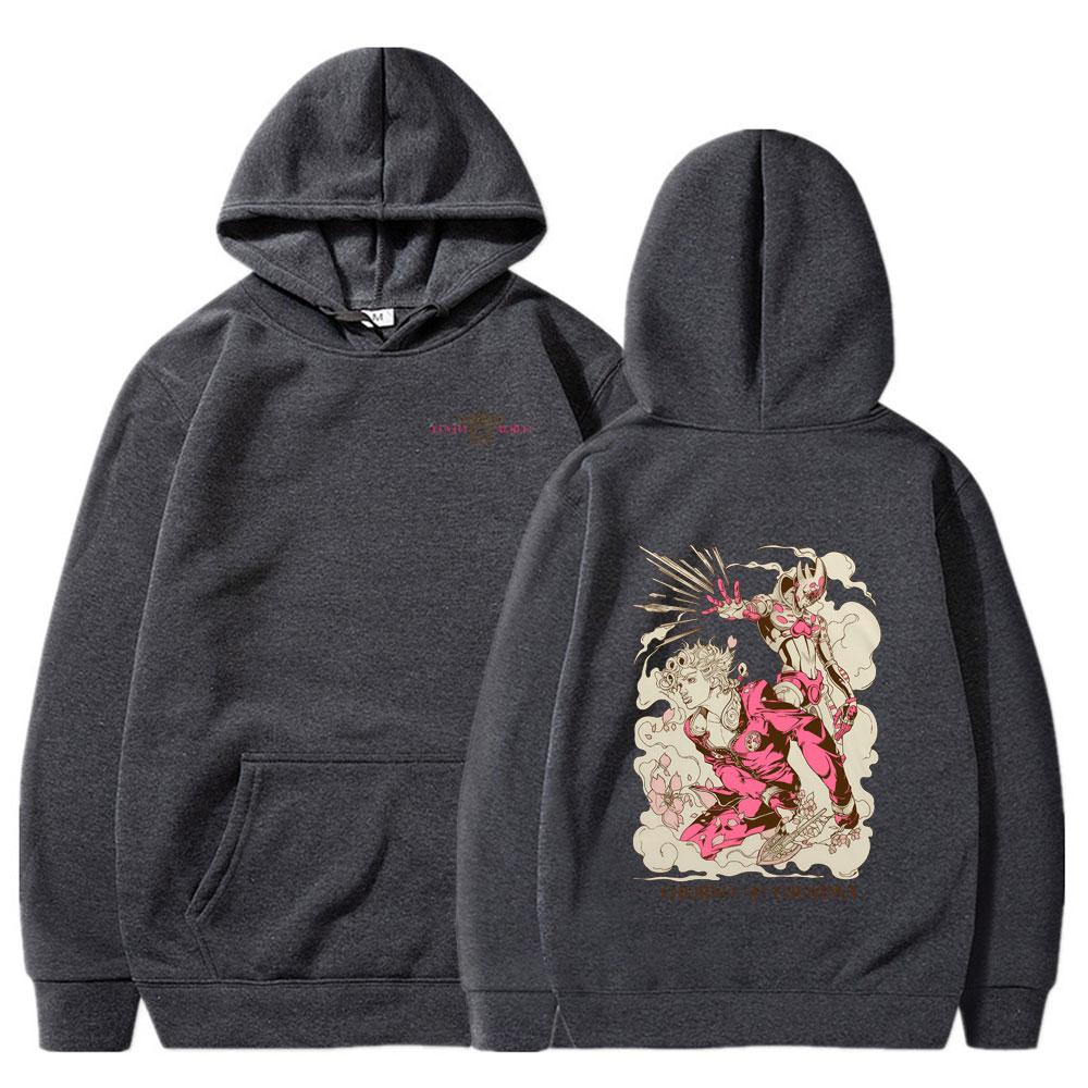Anime Jojo Bizarre Adventure Hoodies Higashikata Josuke Manga Graphic Sweatshirts Men Women Casual Long Sleeves Fleece Clothing