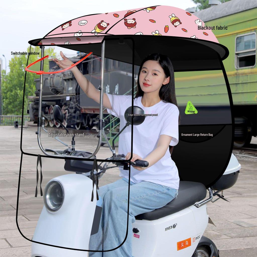 Förtjockat regntätt tak för elfordon, carport, motorcykel och trehjuling