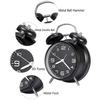 Metal Frame Twin Bell Alarm Clock - 4 Inch 3D Dial with Backlight Loud Battery-Powered Desk Clock for Home & Office Use