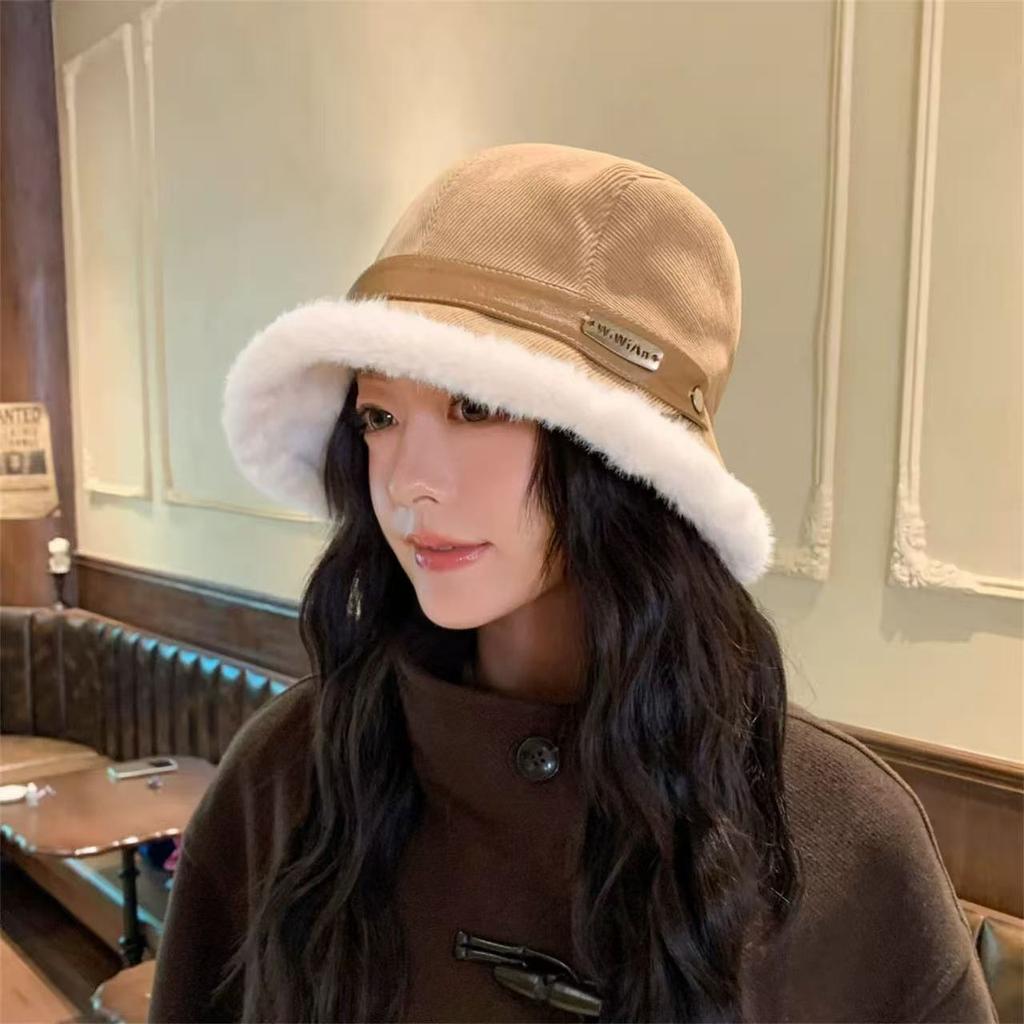 Cycling can wear winter new velvet warm bucket hat female Korean version of a hat wear more versatile washbasin hat tide
