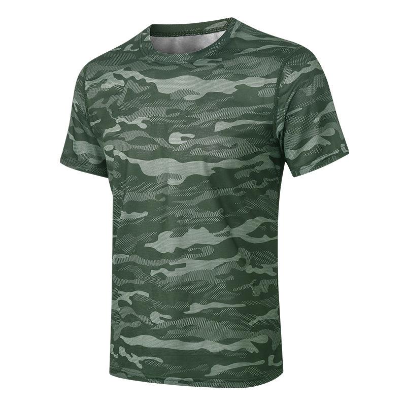 IELGY Quick-drying Camouflage Sports T-shirt Breathable Men Short Sleeve Loose Top Running
