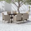 7 Pcs /black Garden Dining Set with Cushions