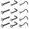 4/12PCS Stainless Steel Zircon Nose Piercing Stud Set L Shape Nose Ring Lot Twist Nose Ring Stud Bulk Body Piercing Nariz Pack