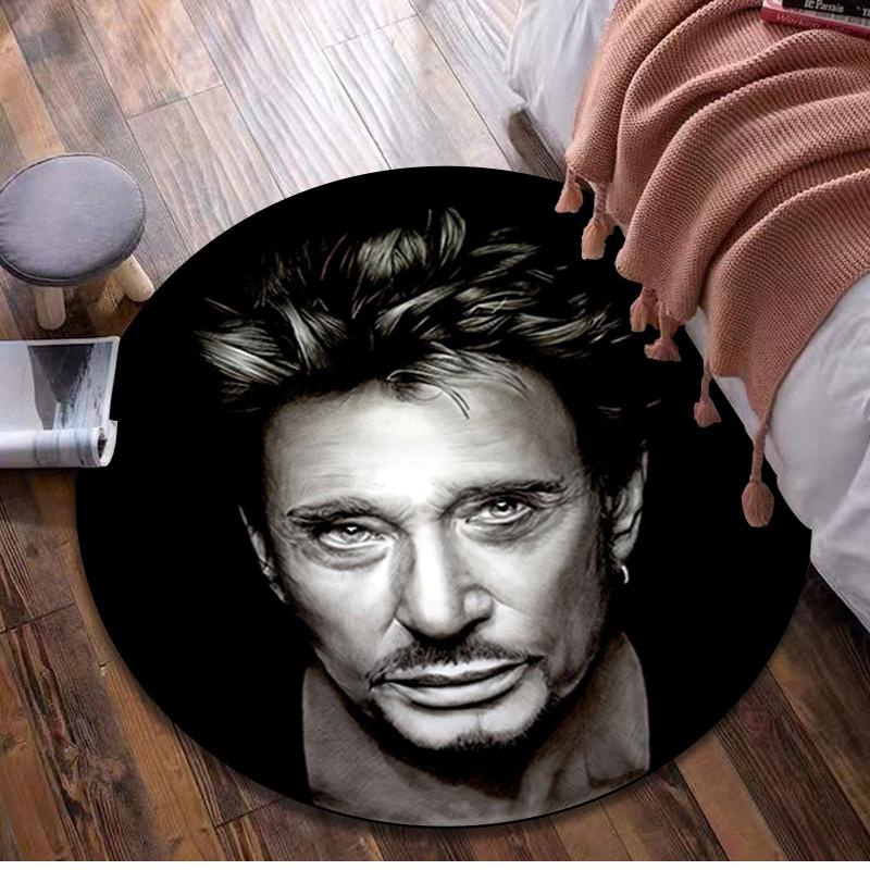 Johnny Hallyday Runder Teppich - Büro Dekorativer Teppich Für Wohnzimmer Schlafzimmer Fußmatte Bodenteppich Computerstuhl Bereichsteppich