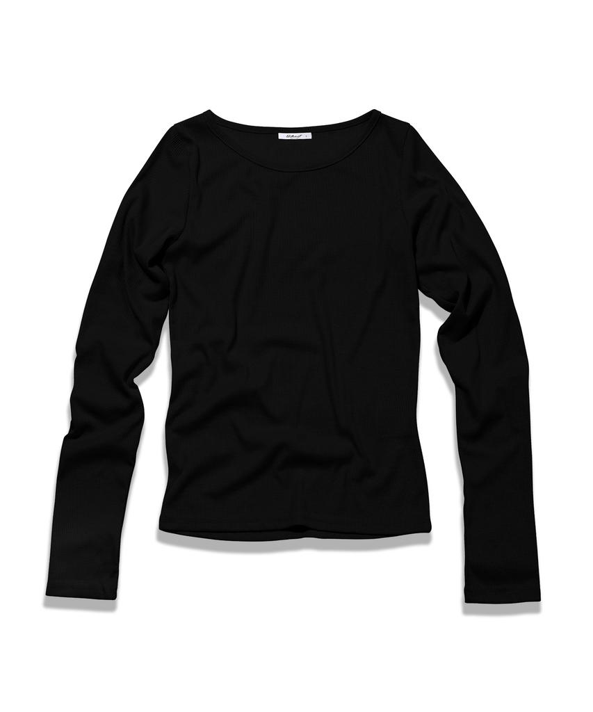LIKE THE MOST Basic Round Ribbed T-Shirt_Black