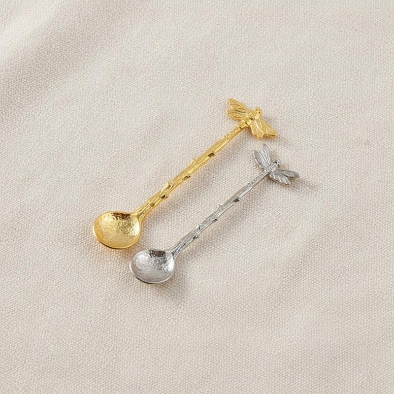 1Pcs Elegant Retro Metal Coffee Spoon Royal Flatware for Family Hotel Dessert Everyday Use