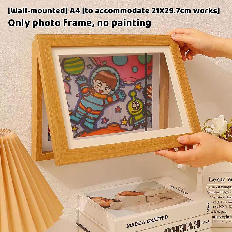

Children S Painting Storage Frame Kindergarten Work Display Frame A4A3 Award Framing Easel Magnetic Flip Photo Frame as the picture