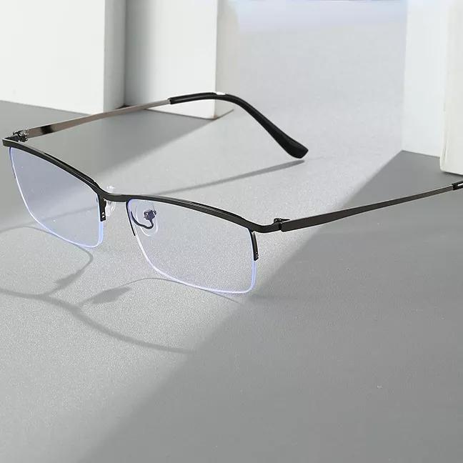 Vintage Mens Myopia Glasses Anti Blue Light Computer Eyewear Metal Half Frame Nearsighted -1.0 To -6.0