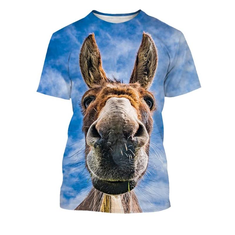 

Novelty 3D Animal Donkey Y2k Graphic T Shirts Men Women Fashion Casual Personality T-shirt Kid Street Short Sleeve Funny T Shirt 6XL