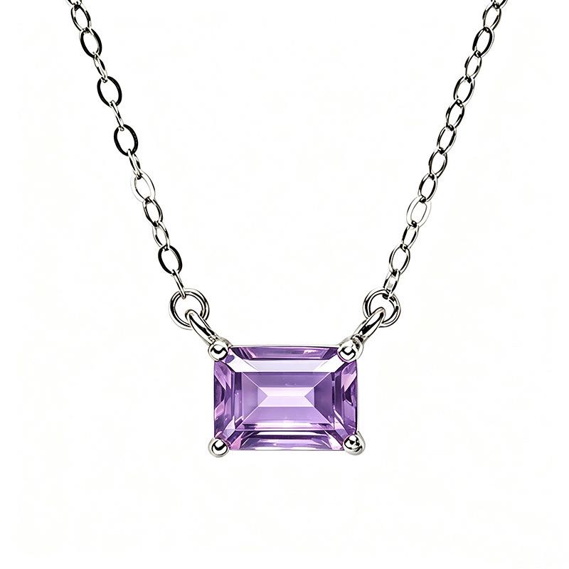 S925 Sterling Silver Necklace with Amethyst, Citrine, Peridot, Topaz, and Garnet Gemstones