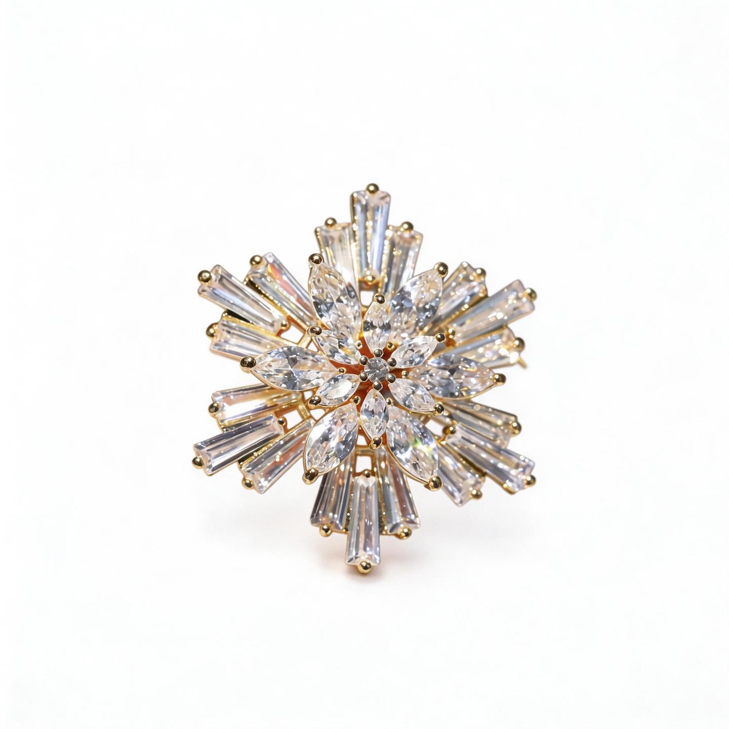 Bo Xin Yun Korean Light Luxury Snowflake Zirconia Brooch - Simple Versatile Suit Accent