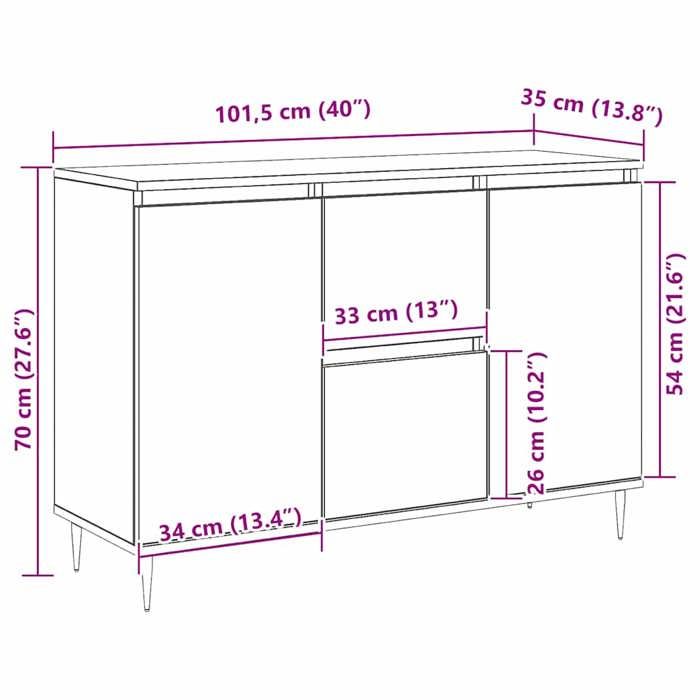 VidaXL Buffet, Armoire Latérale avec Pieds, Meuble de Rangement, Organisateur de Salon Salle de Séjour Intérieur, Chêne 827199