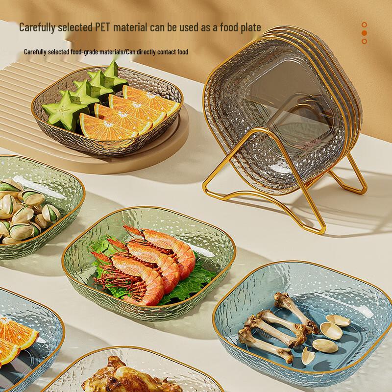 Shanzhongshan Gold Rim PET Bone Dish Set