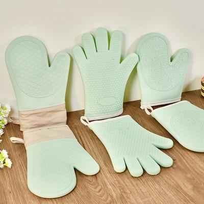 Gants en coton de Silicone à cinq doigts enveloppés de larges gants d'isolation en Silicone, gants de four à micro-ondes