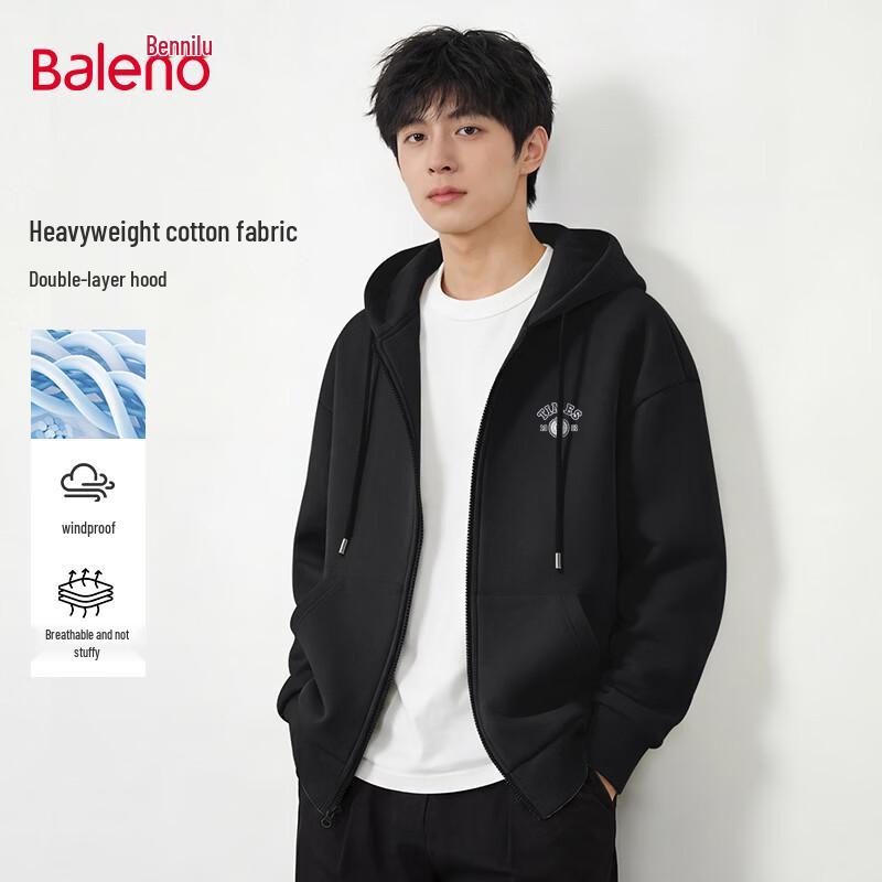 Baleno Men's Loose Fit Hooded Zipper Sweatshirt Jacket