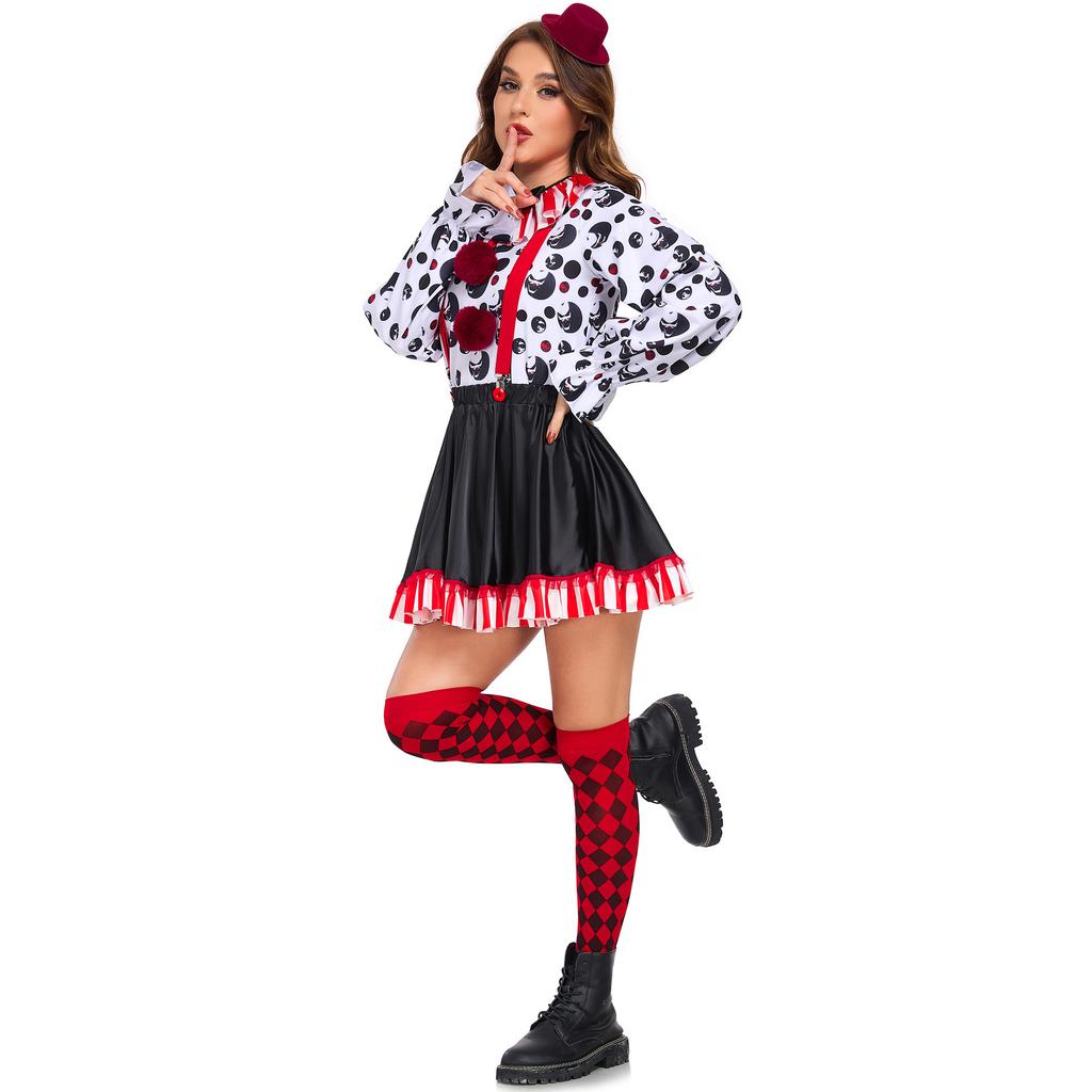 Adult Variety Clown Costumes Halloween Stage Show Vampire Skull Female Costumes Easter