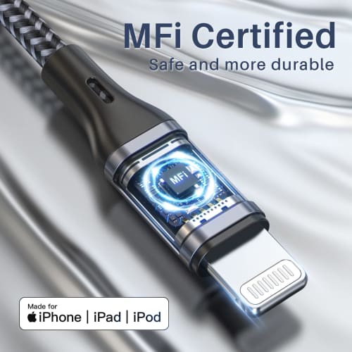 RAVIAD iPhone Charging Cable [3M/MFi Certified] Lightning Cable Fast Charging Data Transfer High Durability Disconnection Prevention iPhone 13/13 Pro/