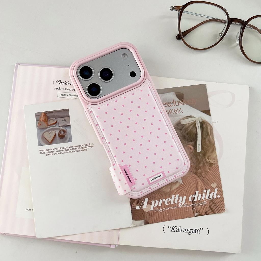 Simple Personality Blue Pink Solid Color Wave Point Leather Shock Proof Phone Cover Case for iPhone 17 16 15 14 Pro Max