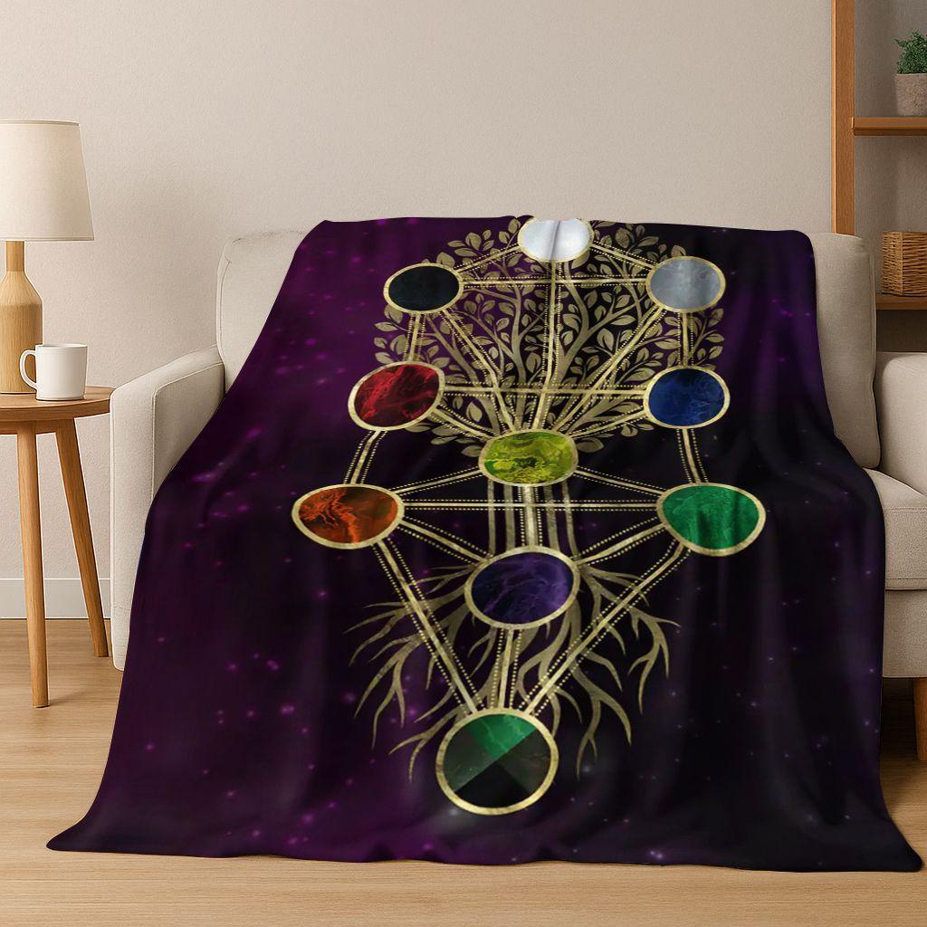 Bohemia Yoga chakra Mandala Spirit Meditation Flannel Blanket,Cozy Soft Throw Blanket for Home Bedroom Bed Sofa Cover Gift Kid