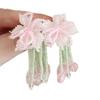 Small Fresh Sweet Pink Beaded Flower Tassel Earrings Mori Ins Style Super Fairy Atmospheric Smart Women Pierced Jewelry