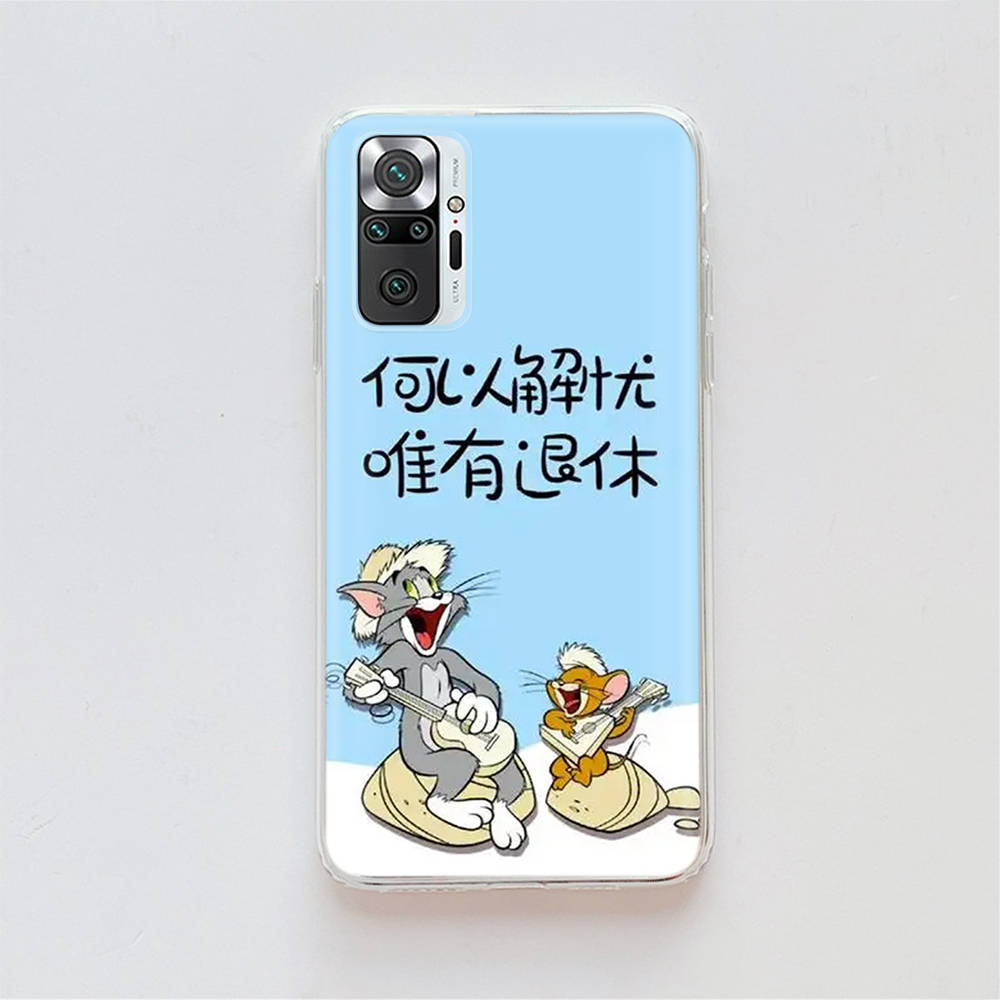 Transparent Case for Samsung A04 A14 A23 A34 A54 M23 M33 M52 M53 Realme Narzo 50 50I 50a Prime C35 C55 C30S 10 9 Pro T-94 Tom Jerry Cat Mouse
