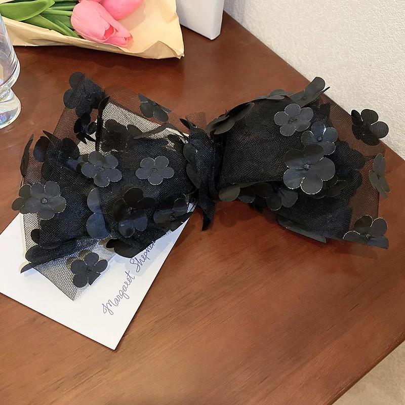 

Новая сетчатая заколка-бабочка с цветком для волос для женщин, модная большая милая заколка-автомат, головной убор, милые свадебные аксессуары для волос