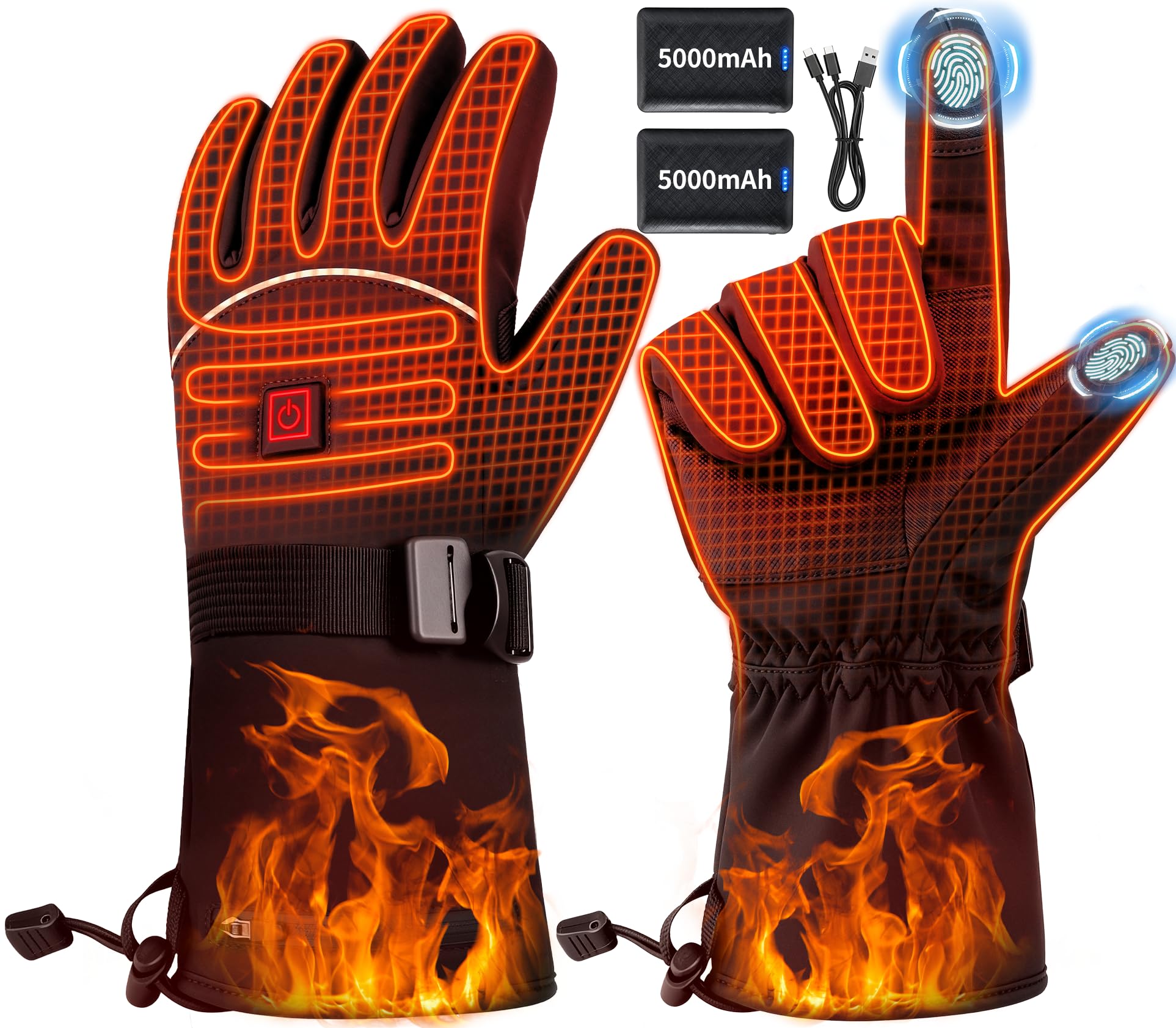 

Электрические мотоциклетные перчатки с подогревом для зимы Быстрые зимние перчатки с 3 температурными режимами Аккумулятор 5000 мАч x Сенсорный экран Перезаряжаемые Мотоциклетные Сделано в чёрный