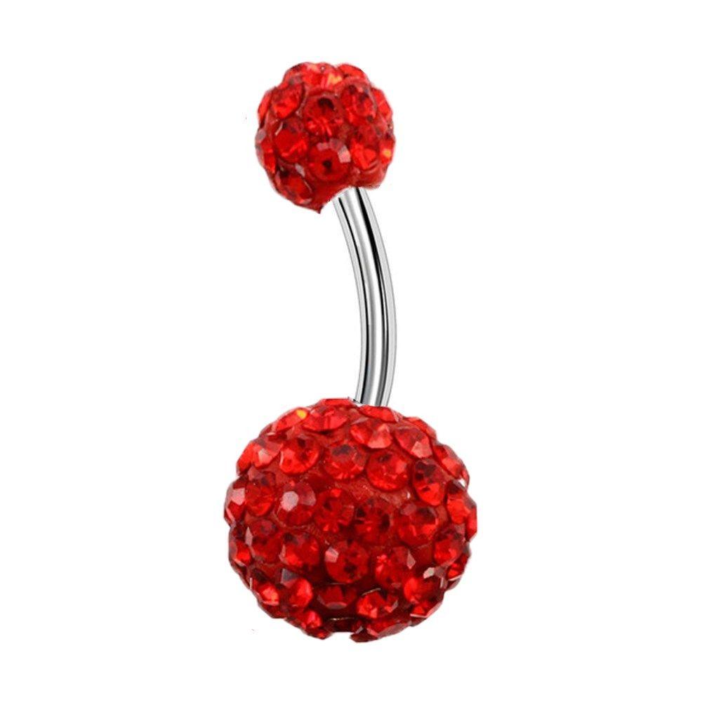 Body Piercing Jewelry Double Crystal Gem Stainless Steel Belly Bar Belly Button Ring Navel Ring