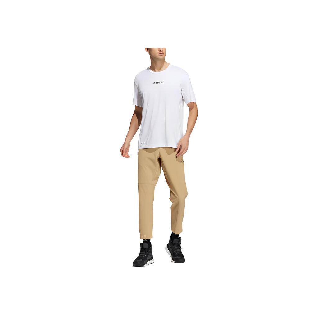 Adidas Solid Color Logo Print Joggers Men Bottoms Light-Khaki HN2044