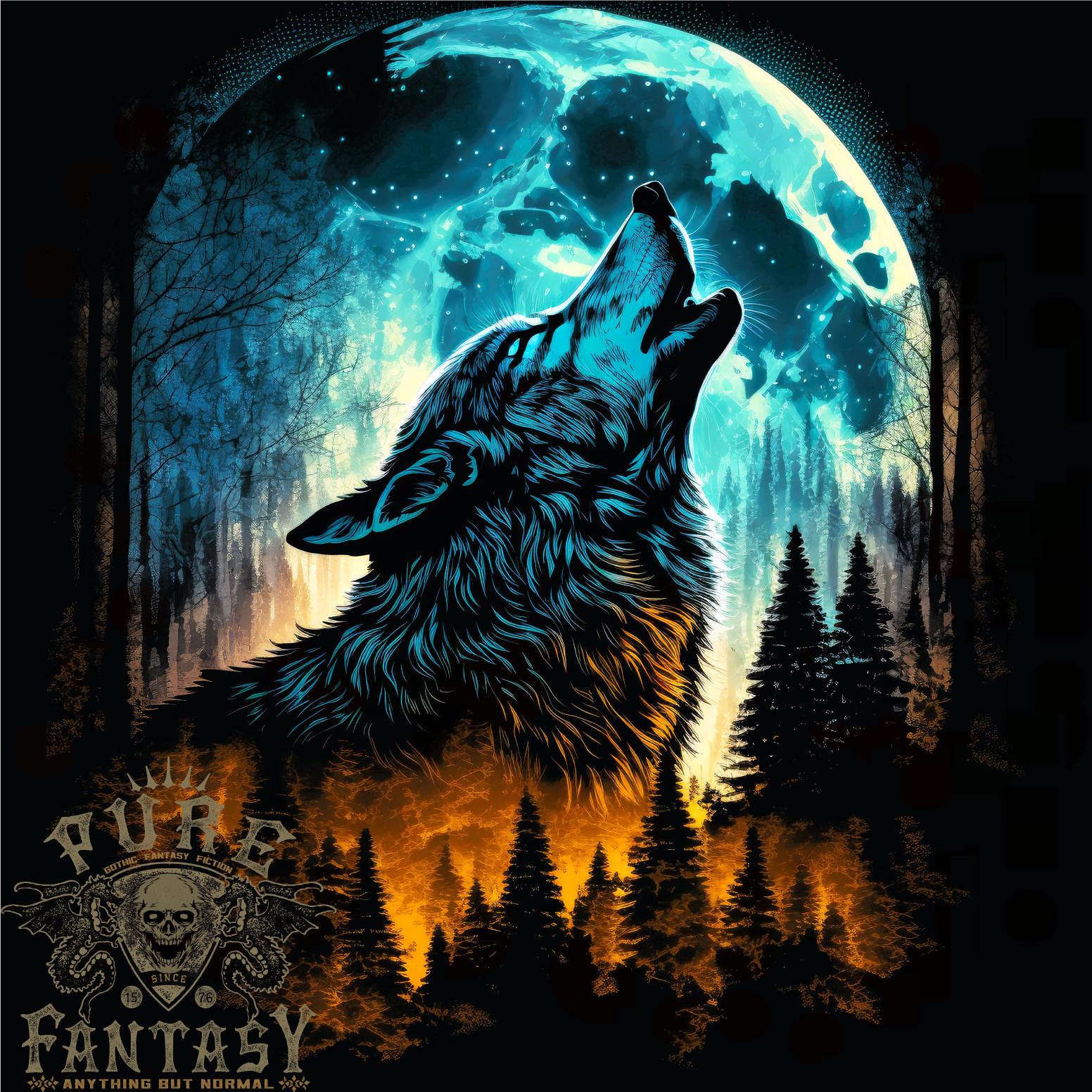 

26 Moon and Wolf Fantasy Mens T-Shirt 100% Cotton Unisex T-Shirt XL
