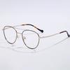 Gold glasses frame, men's and women's double beams, square and round face, metal edge, plain face, niche retro myopia, can be equipped with glasses fr