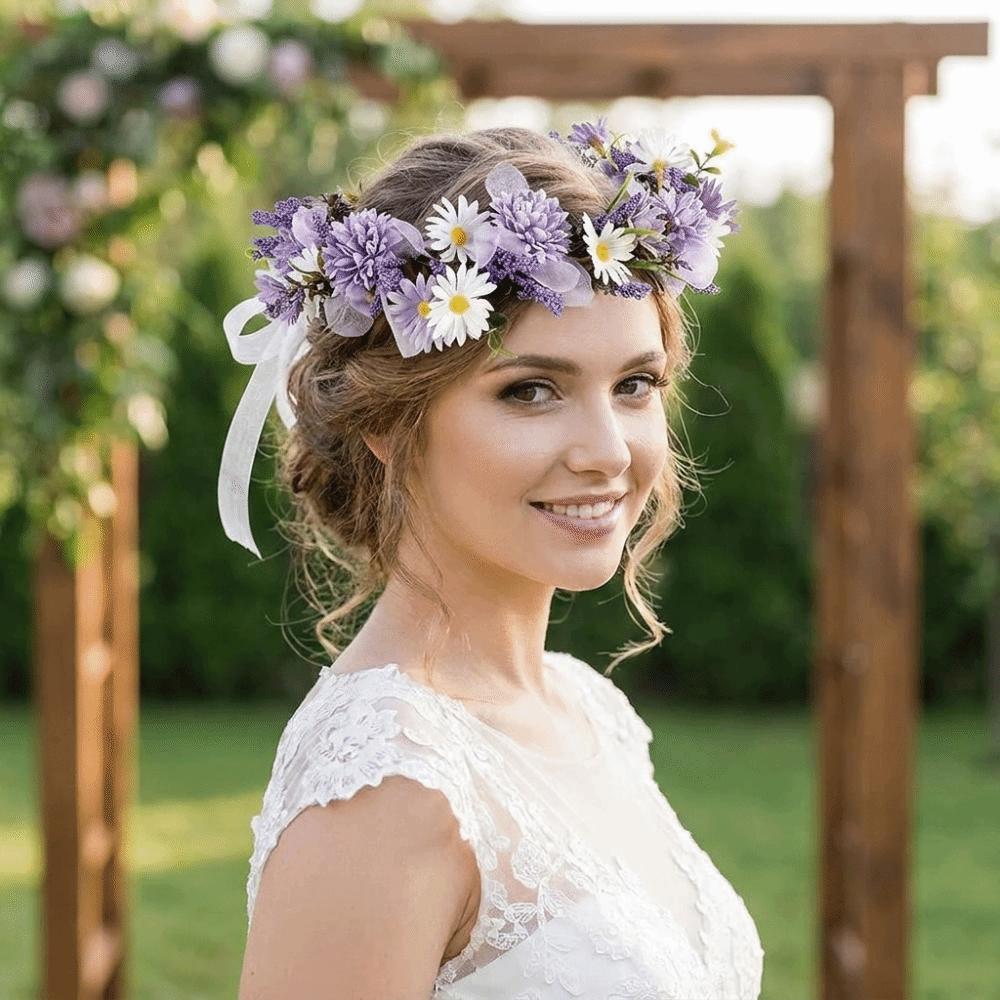Korean Style Flower Crown Simulated Flower Bridal Wreaths Elegant Floral Headband Children
