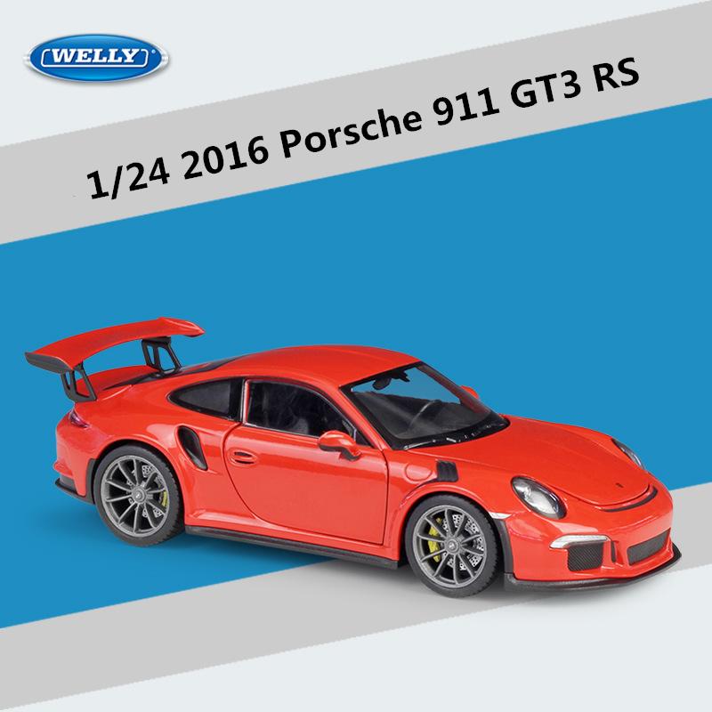 WELLY 1:24 Porsche 911 GT3 RS Alloy Sports Car Model Diecast Metal Track Racing Car Vehicles Model High Simulation Kids Toy Gift