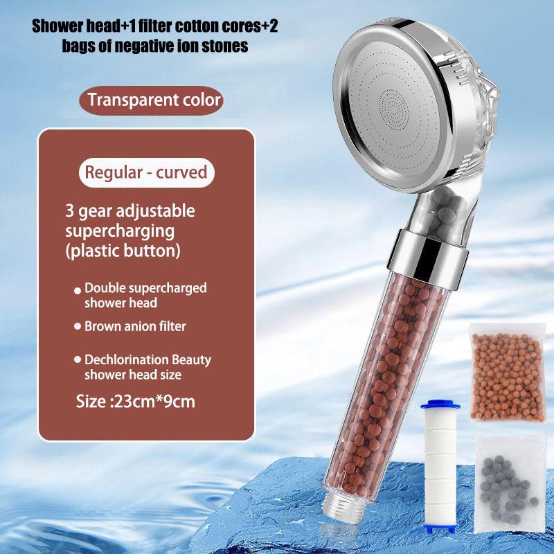 Showerhead 3-speed Adjustment Portable Shower Filter Negative Ion Stone Shower for Bathroom Items Bath Accessories Showers Parts
