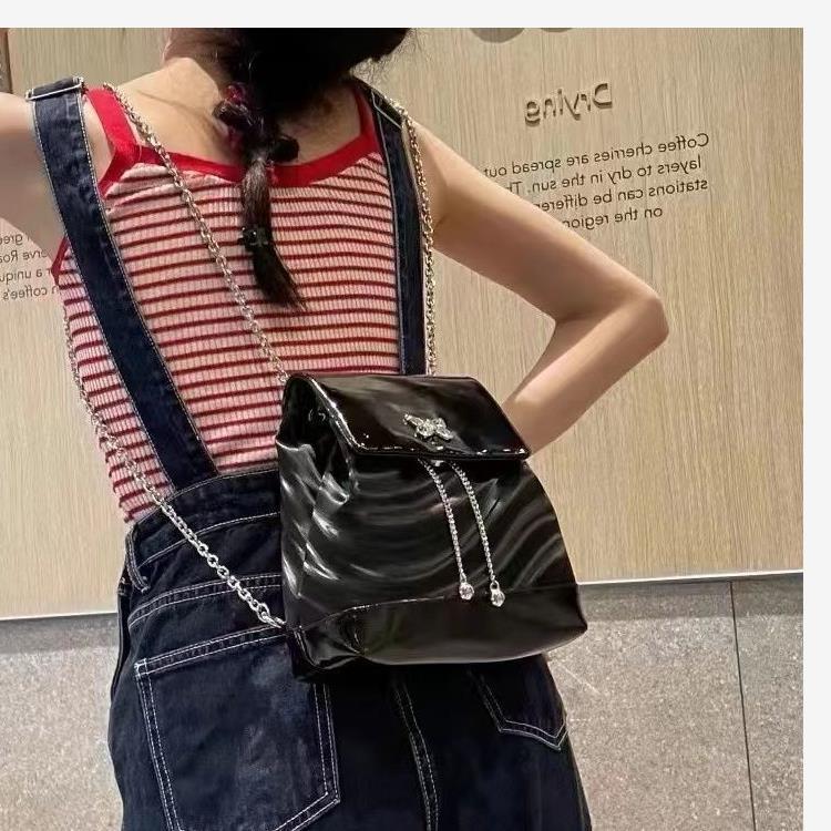 

Модная сумка-цепочка с бабочкой, милый крутой рюкзак Spice Girls, женский рюкзак 2024 года, новый серебряный мини-рюкзак для студентов премиум-класса чёрный