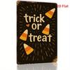 Vintage Metal Sign Trick or Treat  Rustic Halloween Decor with Pumpkin  Starburst Design   Iron Wall Art for Home