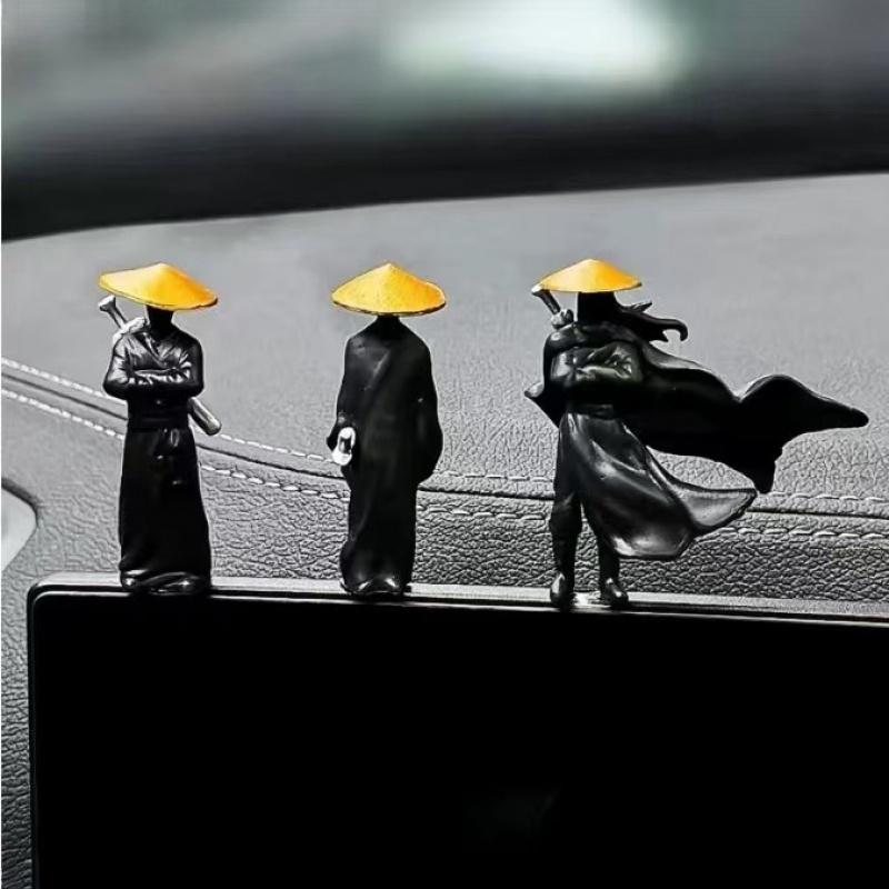 Resin Mini Figurines Decorative 50mm Ancient Sino-Japanese Samurai Warriors Office Cubicle Home Desktop Car Interior Model Gifts