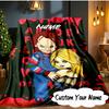 Custom Name Chucky's Bloody Tale Blanket  Ideal Bedding Blanket Perfect for Travel, Camping, Living Rooms, Offices, Sofas, Fan Christmas Gift