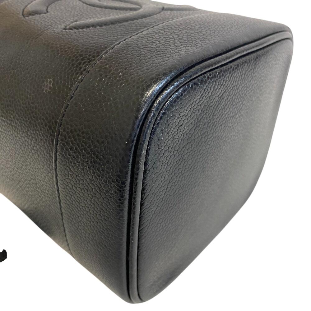 CHANEL Cosmetics Pouch Mini Bag COCO Mark Caviar skin Vertical vanity bag Handbag black Caviar skin Women Used