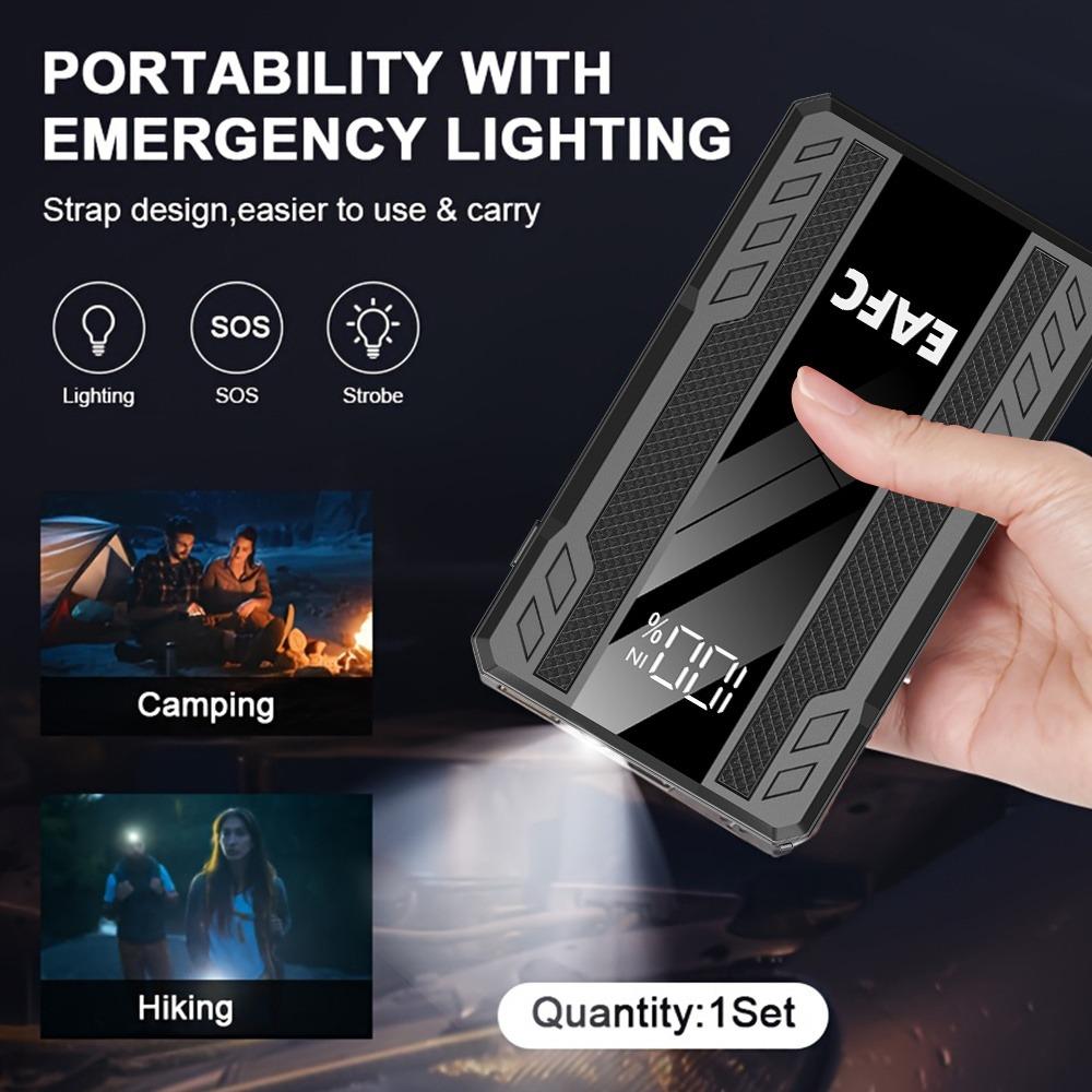 EAFC MultiFunction Portable Car Jump Starter - Fast Charging, 12V Car Jump Starter Battery Charger with Lighting