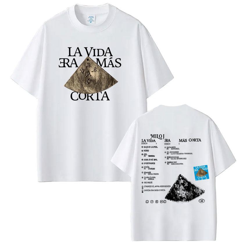 Rap Singer Milo J La Vida Era Mas Corta Album Merch Tshirt Fan Gift Summer Mens Womens Hip Hop Cotton Street Wear Tshirt