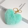 Heart-shaped Peach Faux Fur Keychain - 10cm Plush Pendant for Bags, Cars, and Accessories