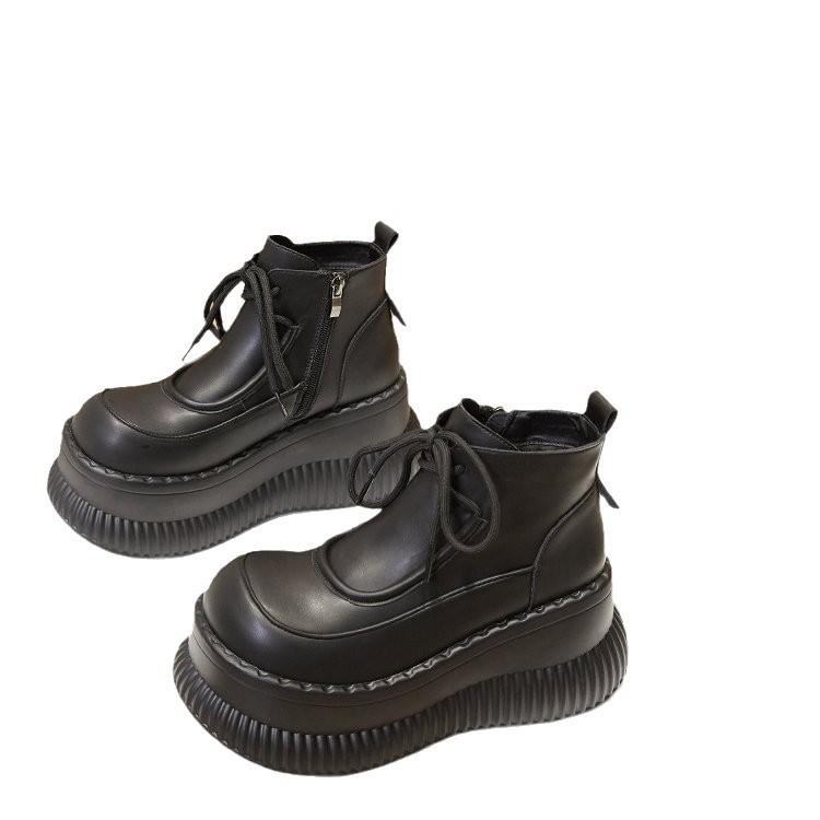 2024 autumn and winter new popular velvet thick-soled small muffin short boots inner height increase Martin boots women's cotton shoes