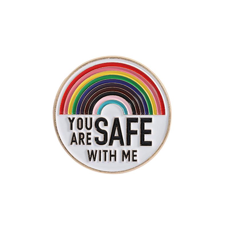 

Радужный геометрический круглый металлический значок с забавной надписью – Универсальная брошь из сплава