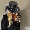 Gear Chain Fedoras Hat Halloween Girl Head Wear Medieval Steampunk Flat Top Hat