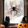 Static Glass Sticker, Reusable Halloween Window Decal, Black Spider Red Web Pattern Window Sticker for Home Store Kindergarten Decor