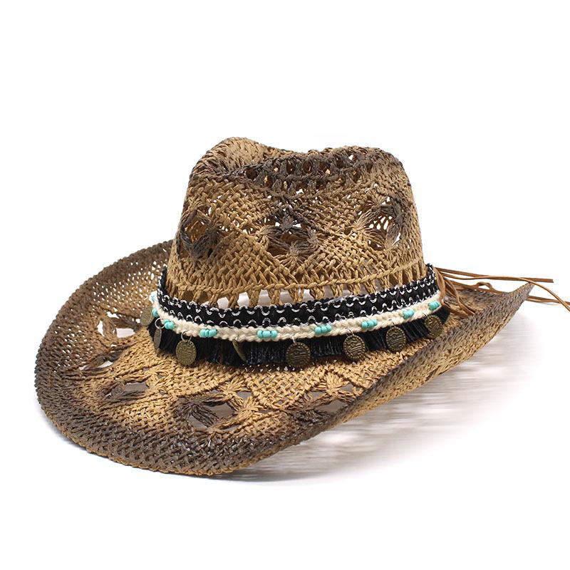 Special For Hollowed-Out Hand-Woven Straw Hats, Western Cowboy Hats, Outdoor Casual Hats, Men'S And Women'S Hats